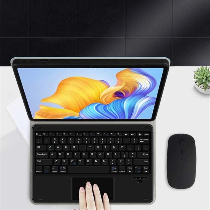 For Honor Pad 8 Leather Stand Tablet Case with Detachable Magnetic Wireless Keyboard (Without Touchpad) - Blue - 4