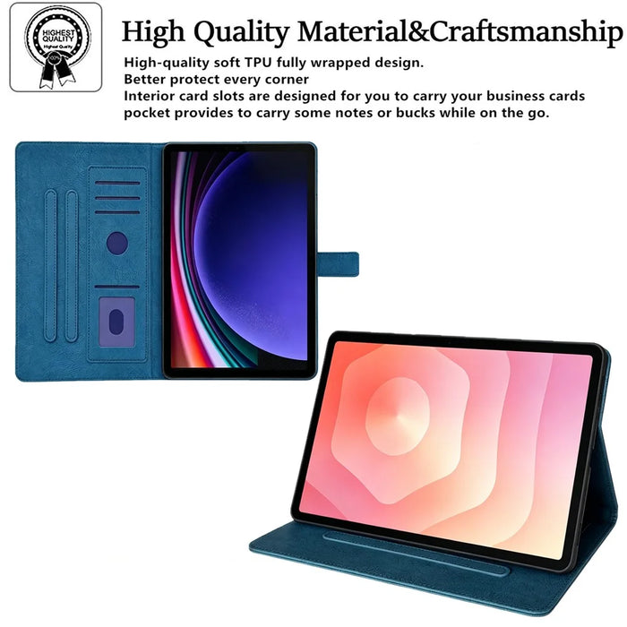 Tablet Case for Amazon Fire HD 10 (2019)  /  (2017)  /  (2015) Embossed Magpie Pattern TPU PU Protective Cover with Card Slots - Blue - 6