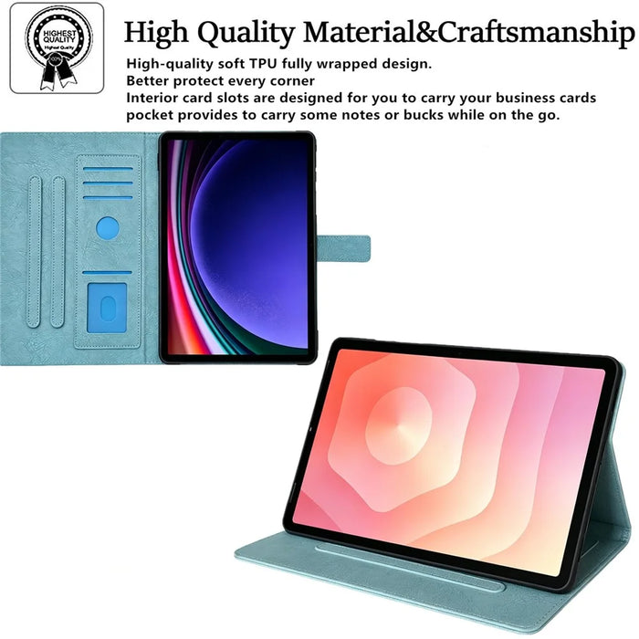 Tablet Case for Amazon Fire HD 8 (2018)  /  (2017)  /  (2016)  /  (2015)  Embossed Magpie Pattern TPU PU Protective Cover with Card Slots - Misty Blue - 6