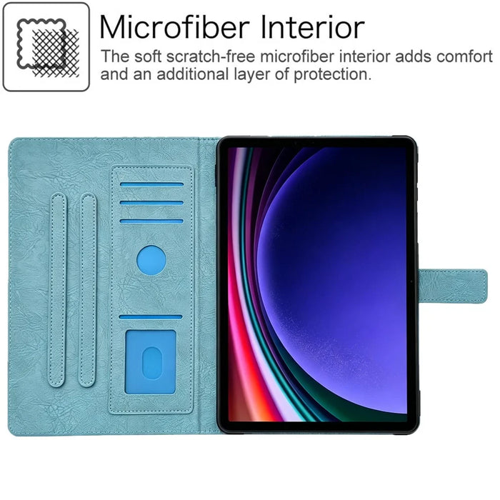 Tablet Case for Amazon Fire HD 8 (2018)  /  (2017)  /  (2016)  /  (2015)  Embossed Magpie Pattern TPU PU Protective Cover with Card Slots - Misty Blue - 7