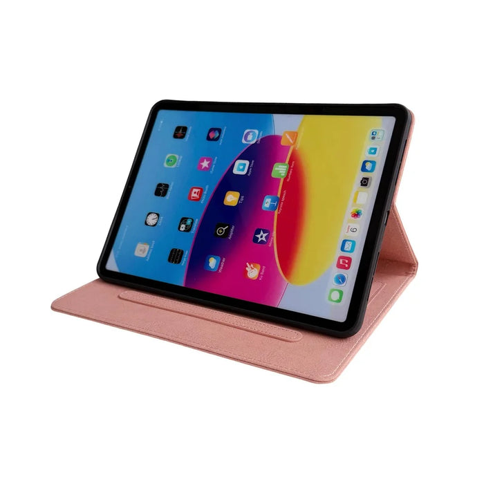 Tablet Case for iPad (2025)  /  10.9 (2022) Embossed Magpie Pattern TPU PU Protective Cover with Card Slots - Pink - 3