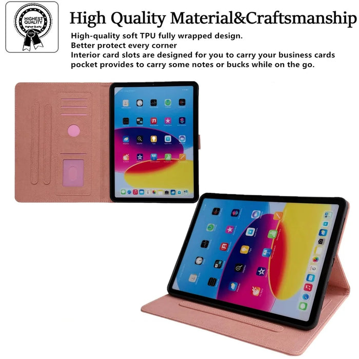 Tablet Case for iPad mini (2024)  /  (2021) Embossed Magpie Pattern TPU PU Protective Cover with Card Slots - Pink - 7