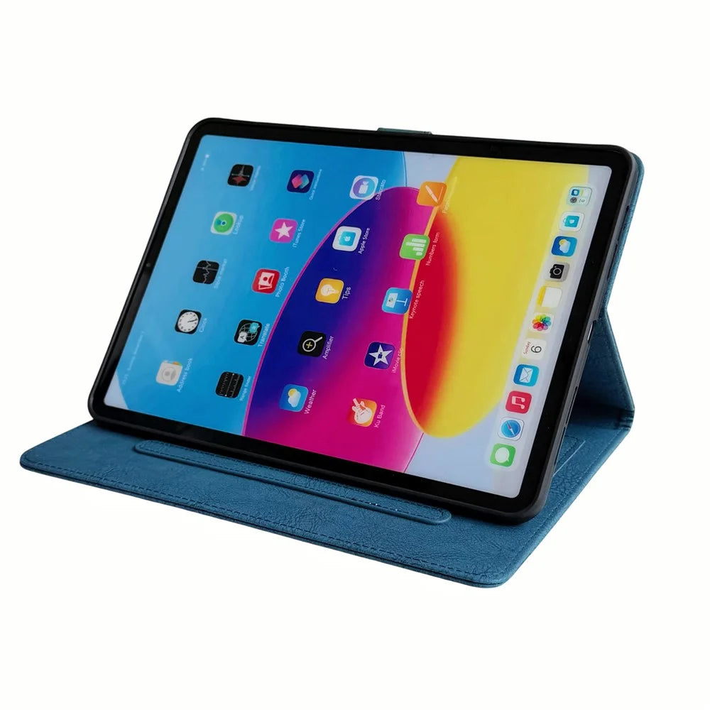 Tablet Case for iPad Pro 13 (2025)  /  (2024) Embossed Magpie Pattern TPU PU Protective Cover with Card Slots - Blue - 3