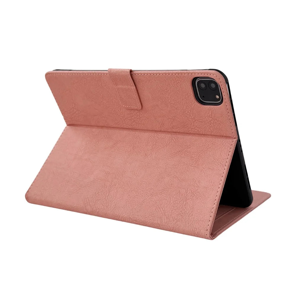 Tablet Case for iPad Air 13 (2026)  /  (2025)  /  (2024)  /  Pro 12.9 (2021)  /  (2020)  /  (2018) Embossed Magpie Pattern TPU PU Protective Cover with Card Slots - Pink - 4