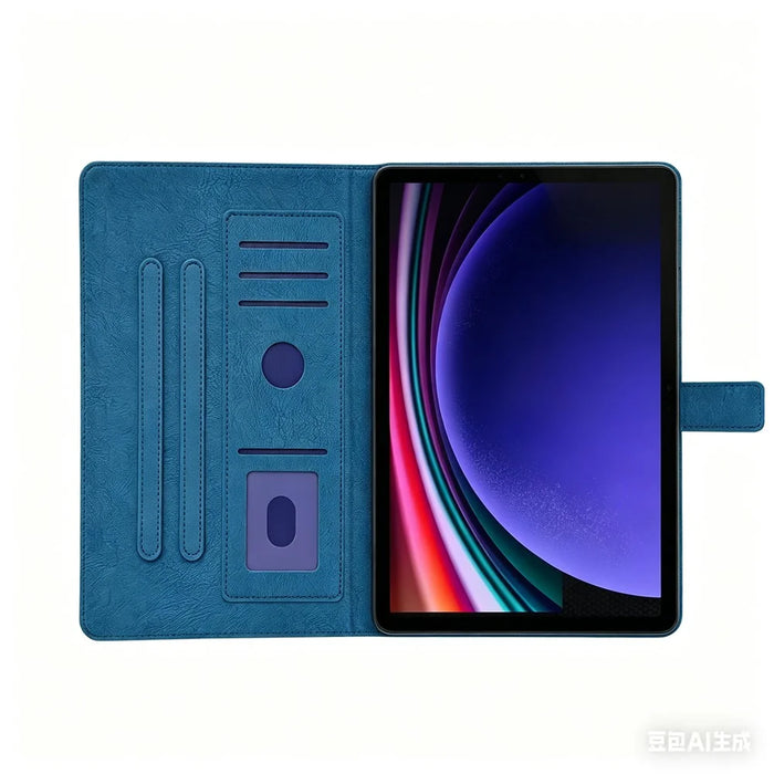 Tablet Case for Samsung Galaxy Tab A11+  /  A9+ Embossed Magpie Pattern TPU PU Protective Cover with Card Slots - Blue - 3