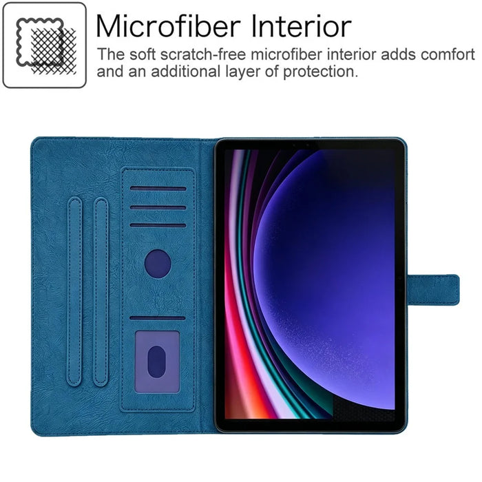 Tablet Case for Samsung Galaxy Tab A11+  /  A9+ Embossed Magpie Pattern TPU PU Protective Cover with Card Slots - Blue - 7