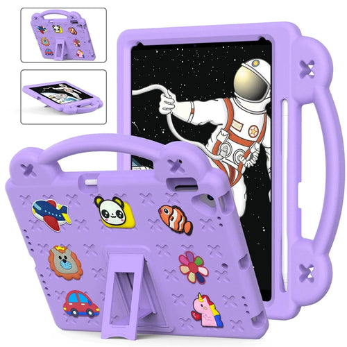 For iPad 10.2 (2021) / (2019) / (2020) Portable EVA Case Shockproof Tablet Cover Anti-Scratch Case with Kickstand - Purple - 1