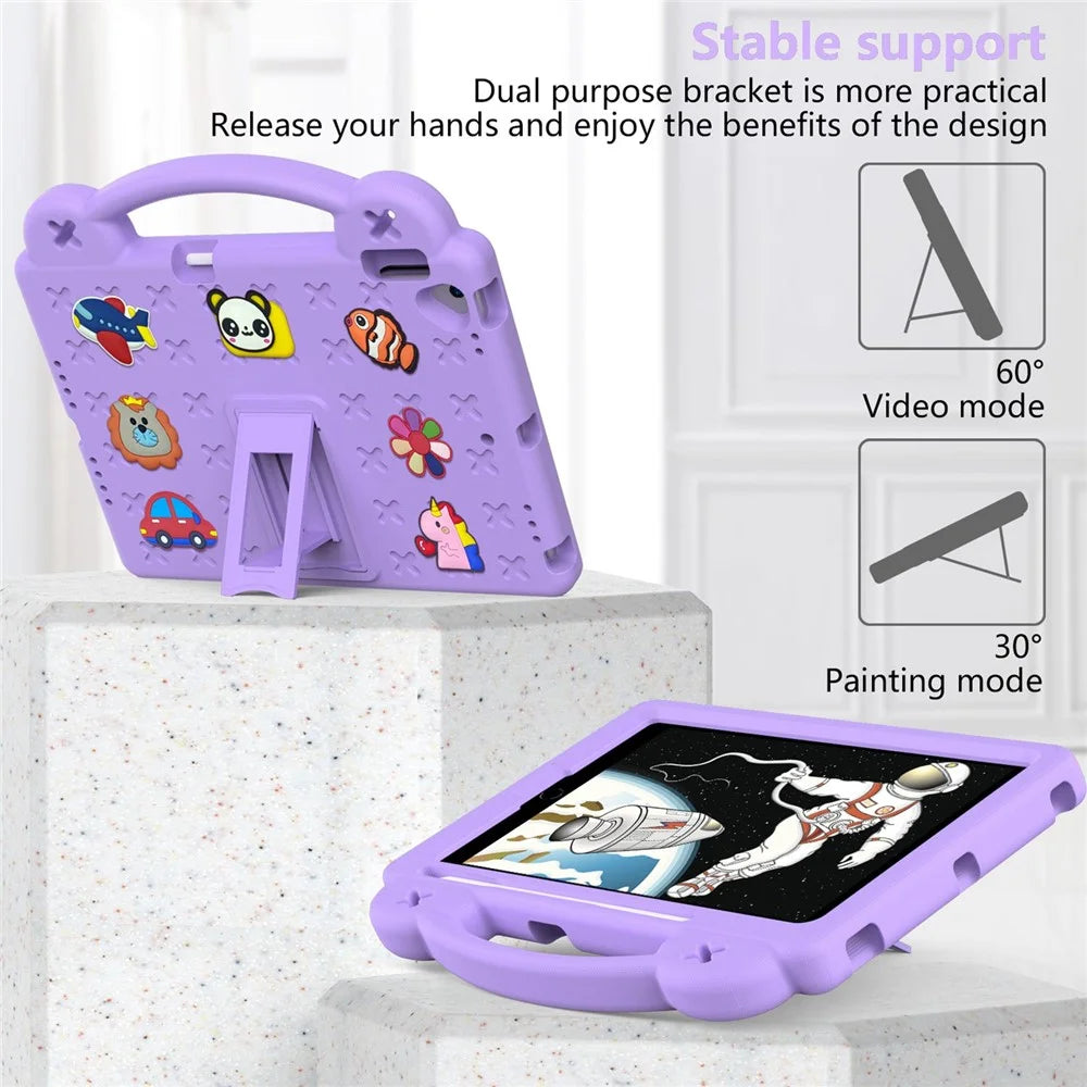 For iPad 10.2 (2021) / (2019) / (2020) Portable EVA Case Shockproof Tablet Cover Anti-Scratch Case with Kickstand - Purple - 3