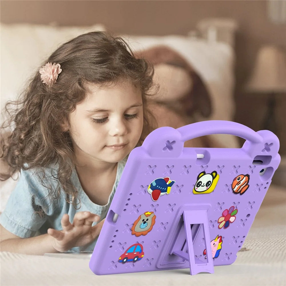 For iPad 10.2 (2021) / (2019) / (2020) Portable EVA Case Shockproof Tablet Cover Anti-Scratch Case with Kickstand - Purple - 4