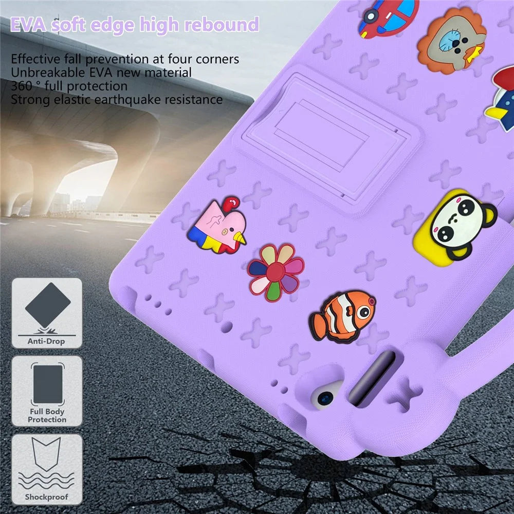 For iPad 10.2 (2021) / (2019) / (2020) Portable EVA Case Shockproof Tablet Cover Anti-Scratch Case with Kickstand - Purple - 5
