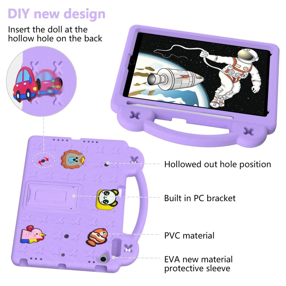 For iPad 10.2 (2021) / (2019) / (2020) Portable EVA Case Shockproof Tablet Cover Anti-Scratch Case with Kickstand - Purple - 6