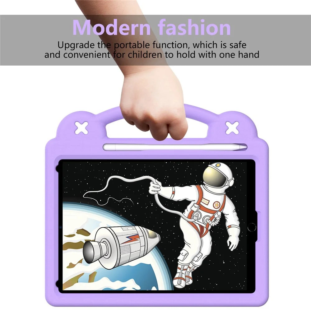 For iPad 10.2 (2021) / (2019) / (2020) Portable EVA Case Shockproof Tablet Cover Anti-Scratch Case with Kickstand - Purple - 7