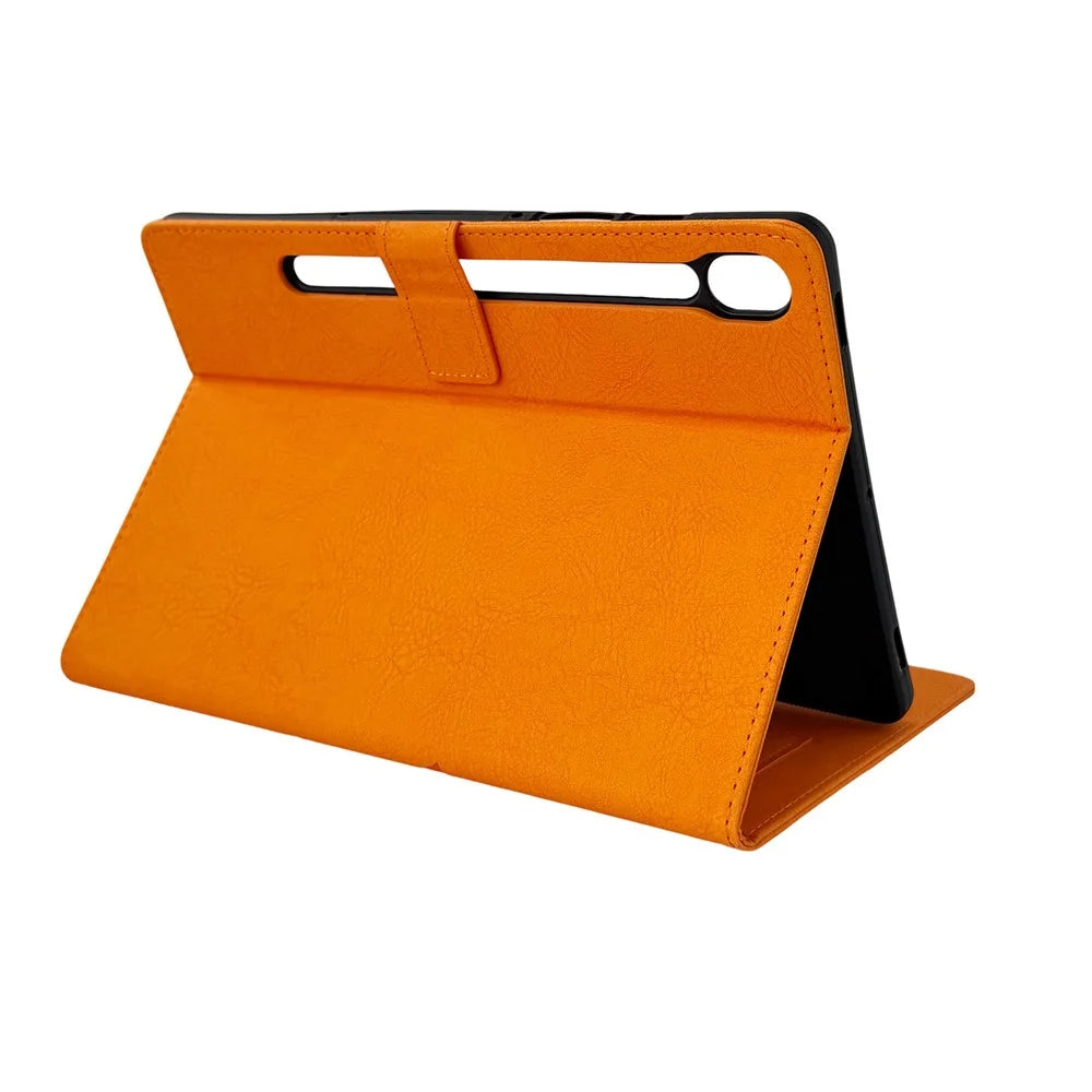 Tablet Case for Samsung Galaxy Tab S10 Lite / S10 FE+ / S9 FE / S9 Embossed Magpie Pattern TPU PU Protective Cover with Card Slots - Orange - 3