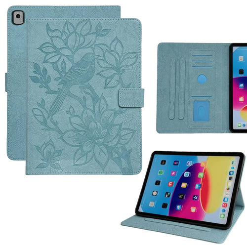 Tablet Case for iPad 10.2 (2021) / (2020) / (2019) / iPad Air 10.5 inch (2019) / Pro 10.5-inch (2017) Embossed Magpie Pattern TPU PU Cover with Card Slots - Misty Blue - 1