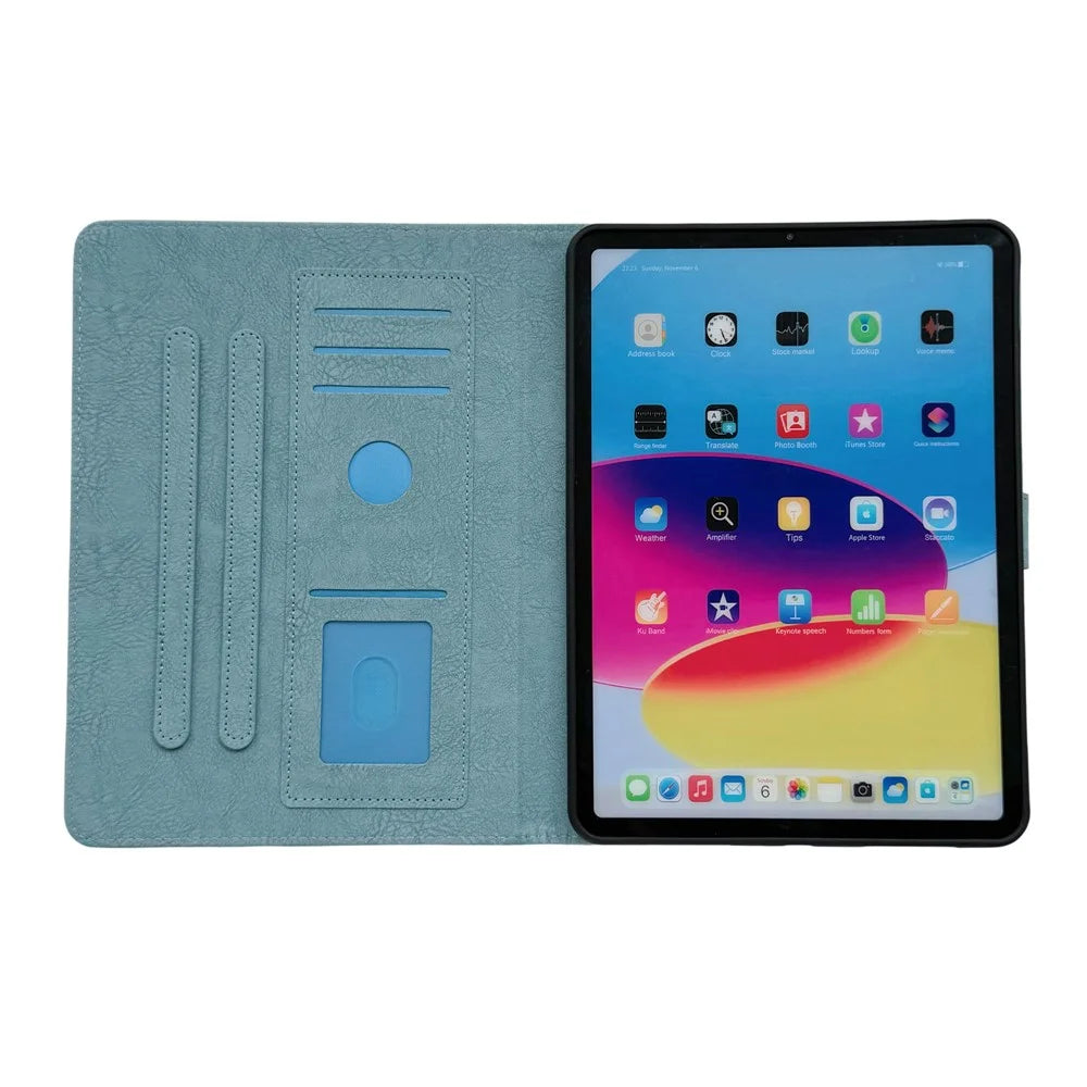 Tablet Case for iPad 10.2 (2021) / (2020) / (2019) / iPad Air 10.5 inch (2019) / Pro 10.5-inch (2017) Embossed Magpie Pattern TPU PU Cover with Card Slots - Misty Blue - 2