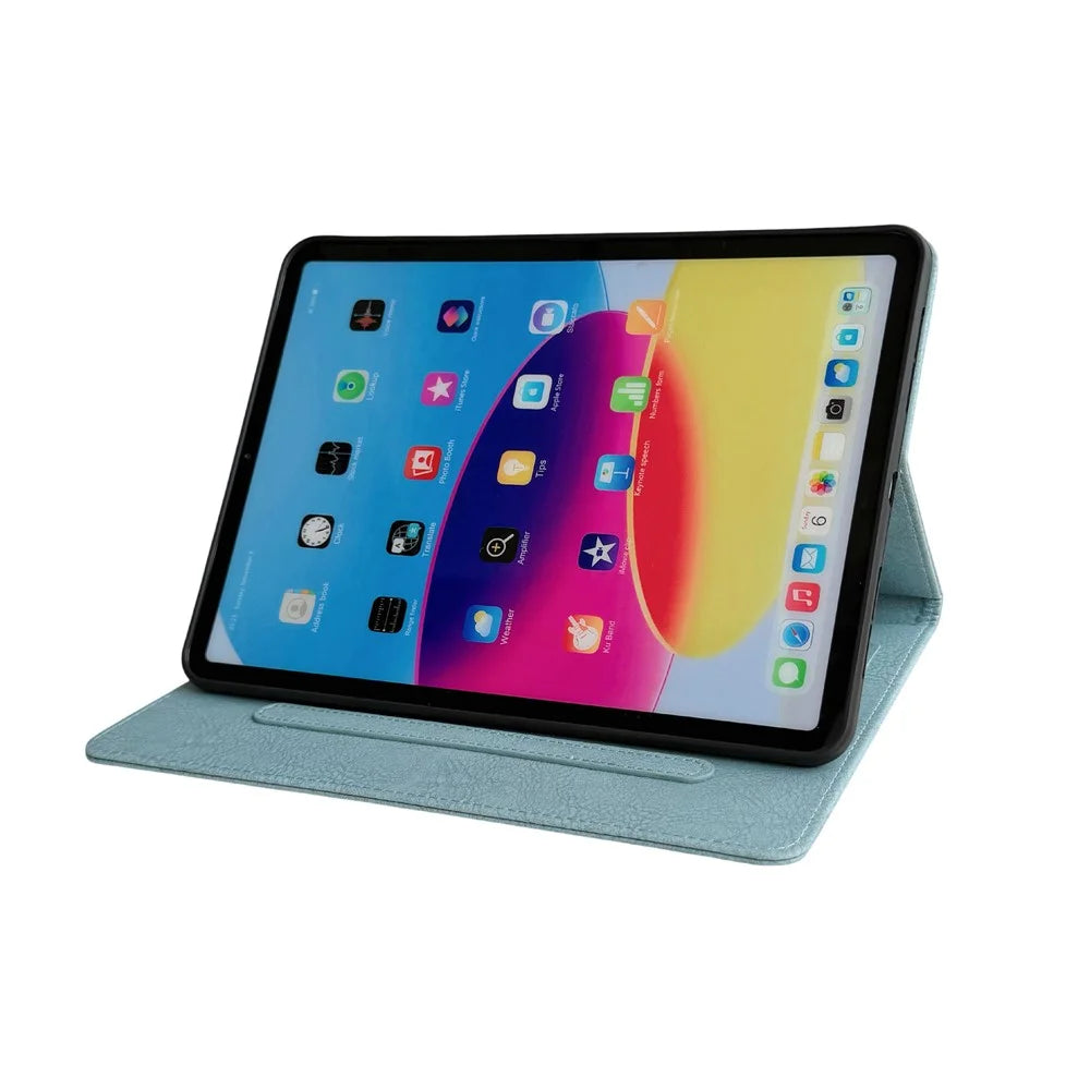 Tablet Case for iPad 10.2 (2021) / (2020) / (2019) / iPad Air 10.5 inch (2019) / Pro 10.5-inch (2017) Embossed Magpie Pattern TPU PU Cover with Card Slots - Misty Blue - 3