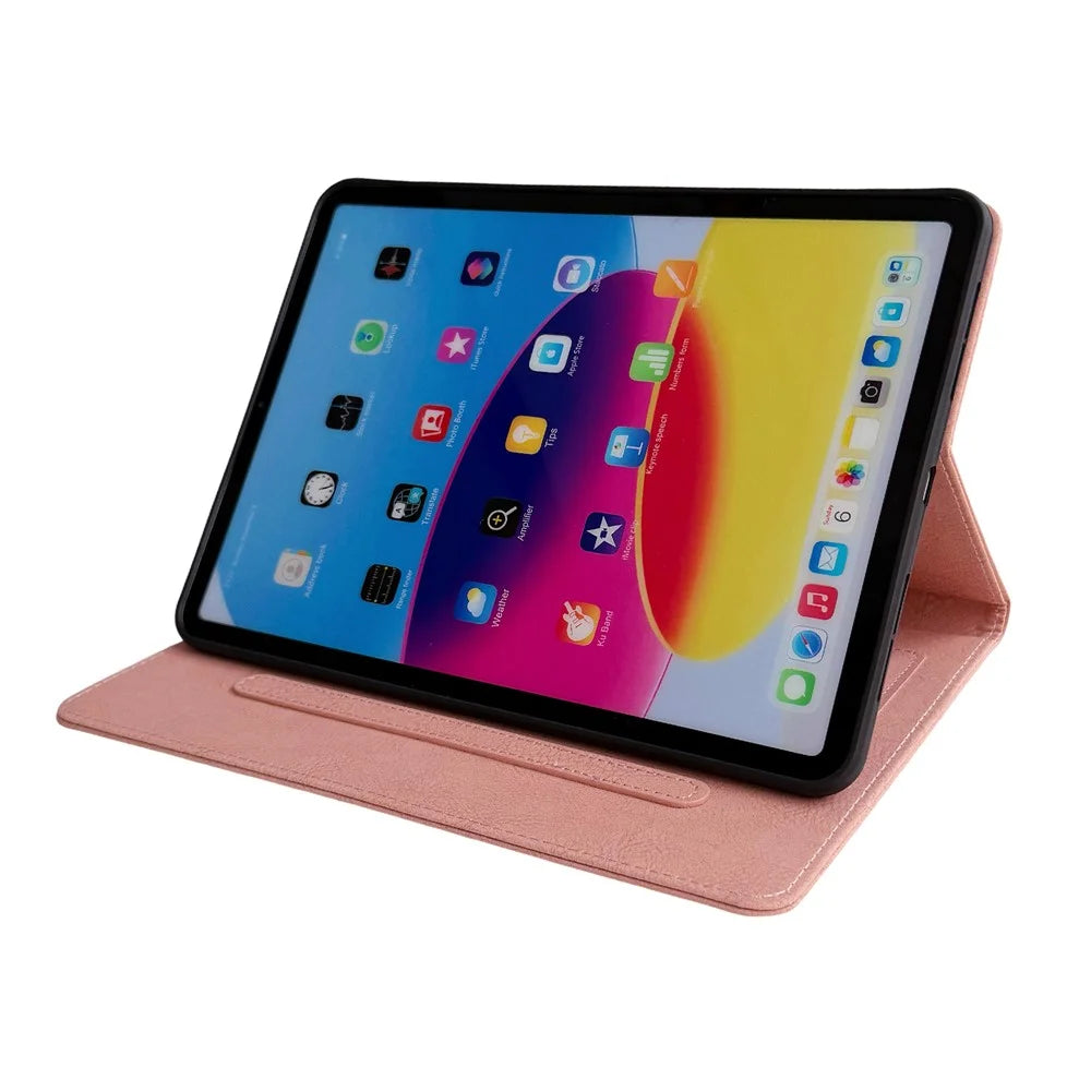 Tablet Case for iPad Air 11 (2026) / (2025) / (2024) / Air (2022) / (2020) / iPad Pro 11 (2022) / (2021) / (2020) / (2018) Embossed Magpie Leather Cover with Card Slots - Pink - 3