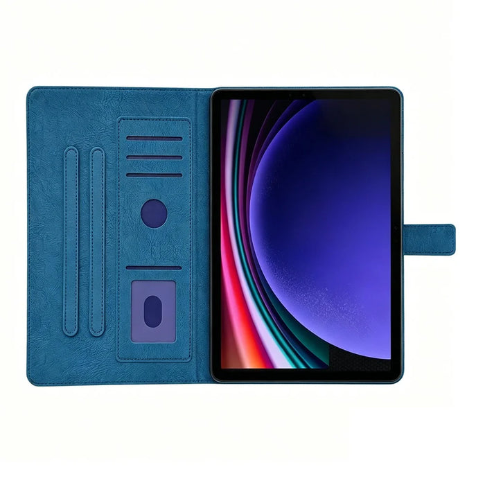 Tablet Case for Samsung Galaxy Tab S9 / S8 / S7 Embossed Magpie Pattern TPU PU Protective Cover with Card Slots - Blue - 2