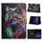Tablet Case for Samsung Galaxy Tab A9  /  Tab A11 Leather Stand Case with Card Slots Litchi Pattern Magnetic Flip Protective Cover - Colorful Wolf - 1