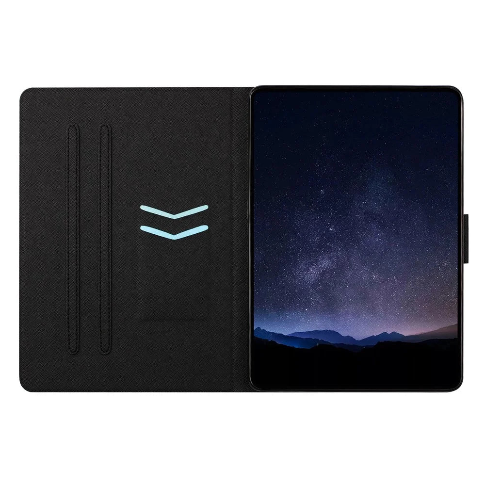 For Samsung Galaxy Tab S11 Tablet Case Leather Stand Case with Card Slots Litchi Pattern Magnetic Flip Protective Cover - Colorful Wolf - 3