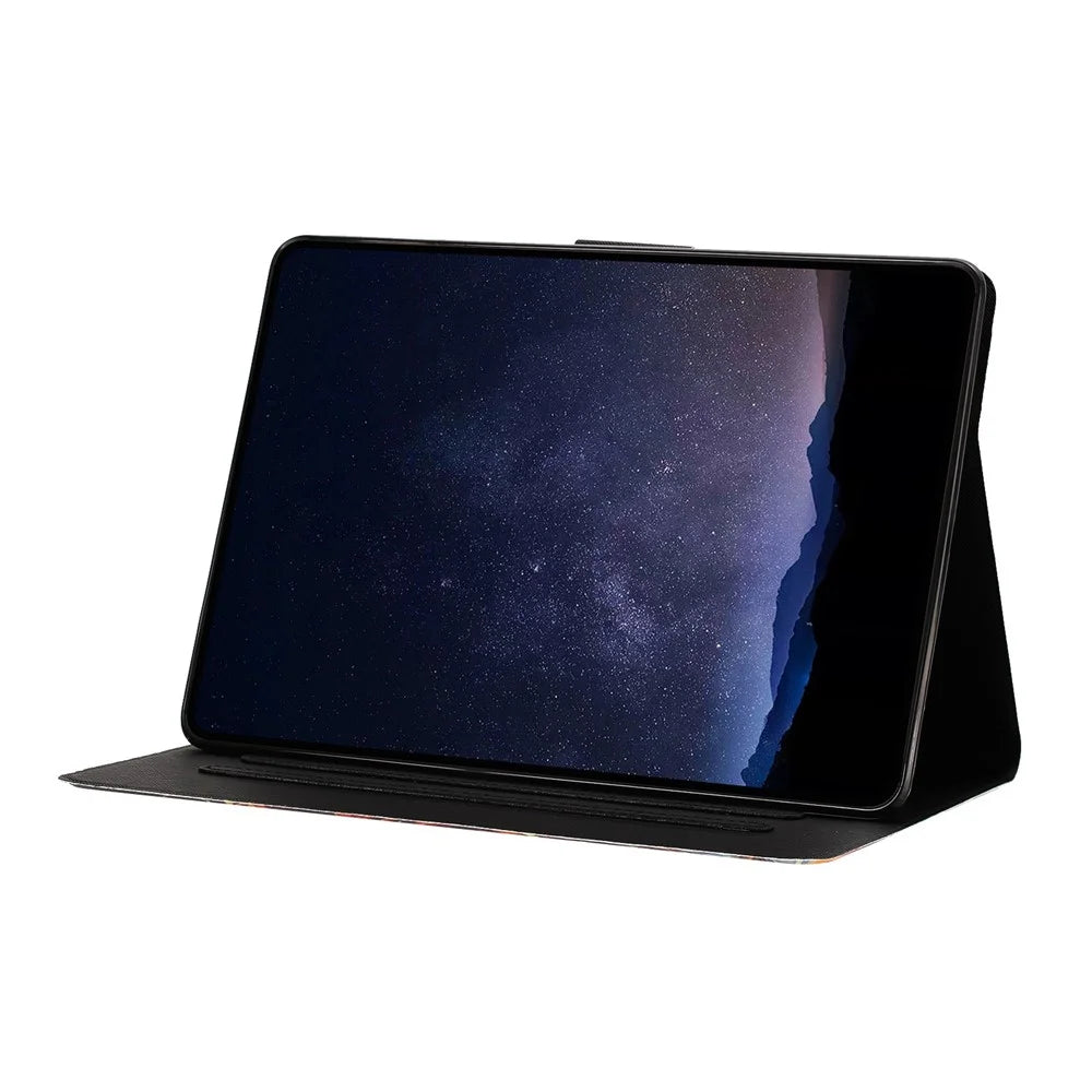 For Lenovo Xiaoxin Pad 11 2025 Tablet Case Leather Stand Case with Card Slots Litchi Pattern Magnetic Flip Protective Cover - Night Wolf - 2