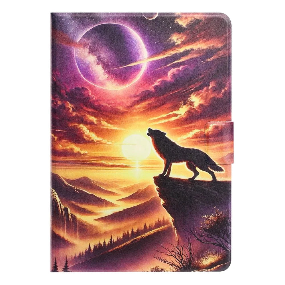 For Lenovo Xiaoxin Pad 11 2025 Tablet Case Leather Stand Case with Card Slots Litchi Pattern Magnetic Flip Protective Cover - Night Wolf - 7