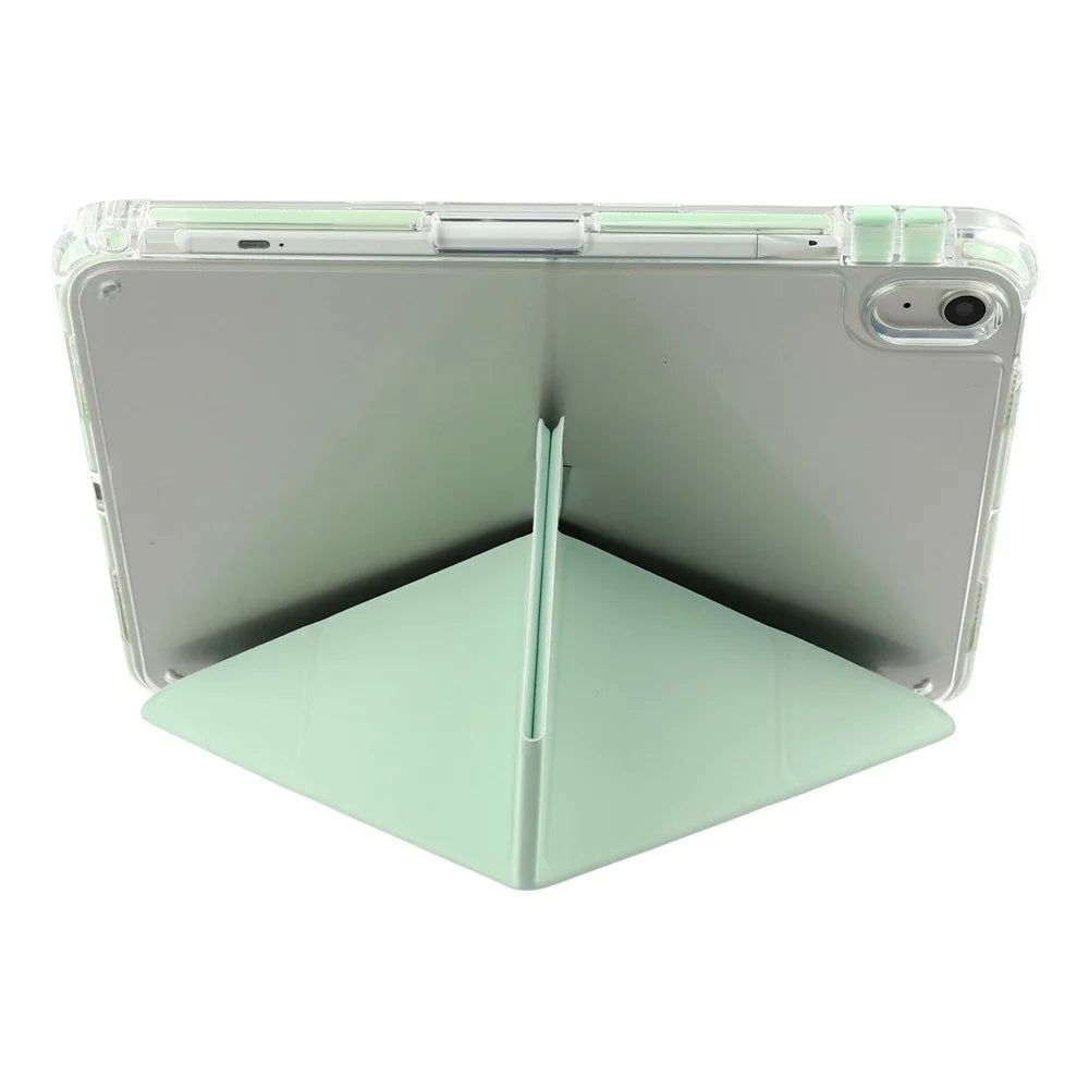 MUTURAL Crystal Shield Case for iPad (2025)  /  10.9 (2022) Trifold Stand Tablet Cover - Green - 3