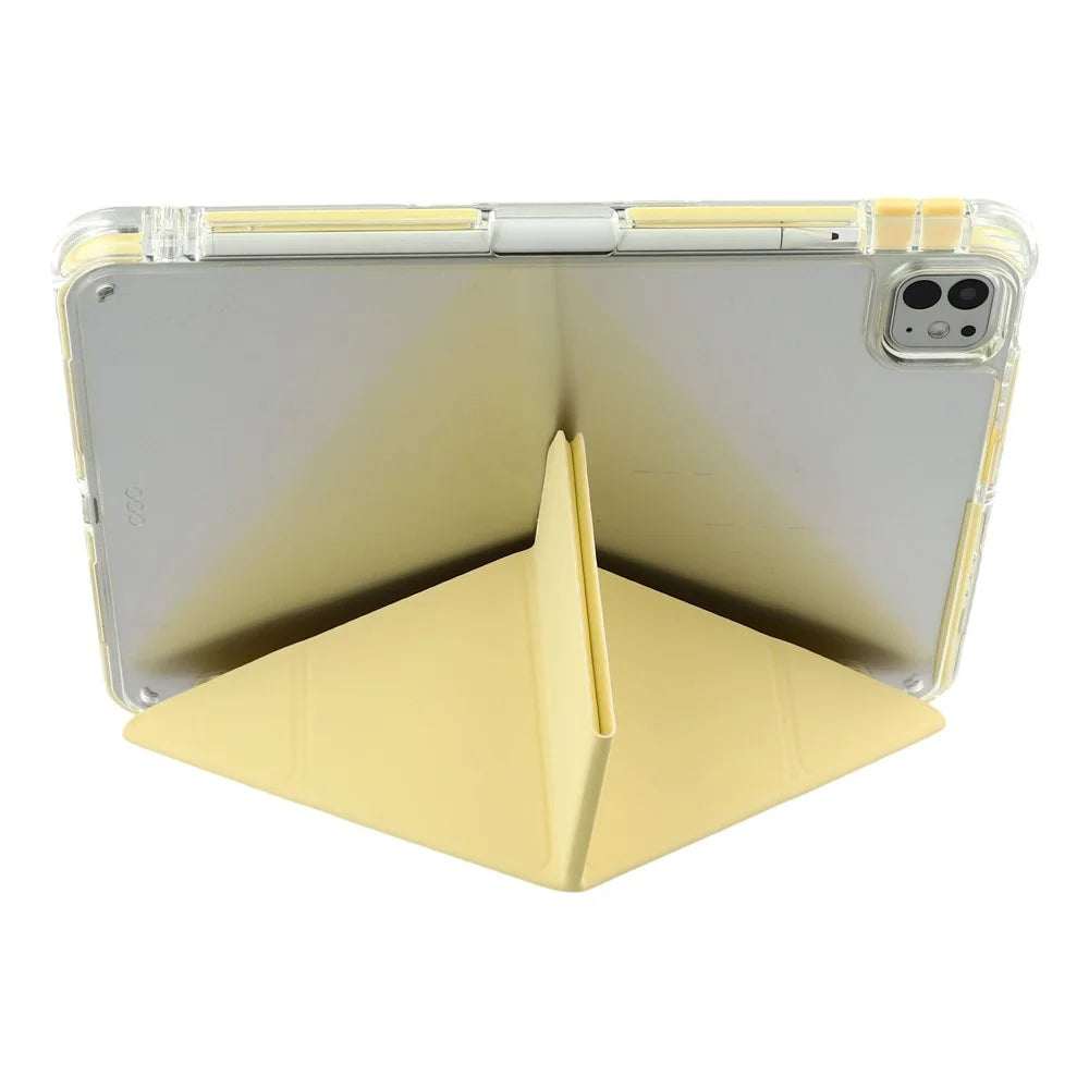 MUTURAL Crystal Shield Case for  iPad Air 13 (2026)  /  (2025)  /  (2024)  /  iPad Pro 12.9 (2022)  /  (2021)  /  (2020) Trifold Stand Tablet Cover - Yellow - 3