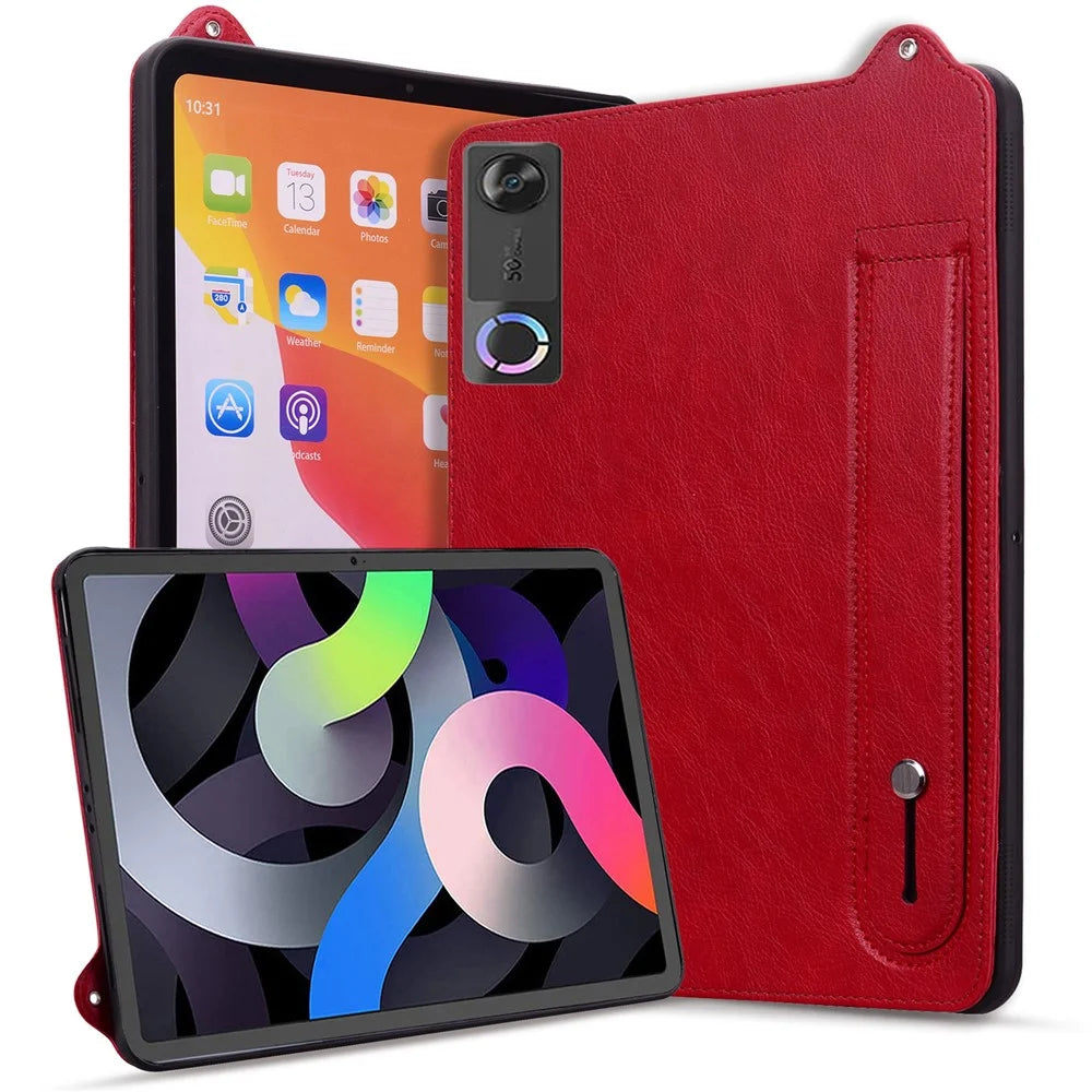 For Lenovo Legion Y700 (Gen 5) Case Hand Strap Kickstand Leather Tablet Cover - Red - 2
