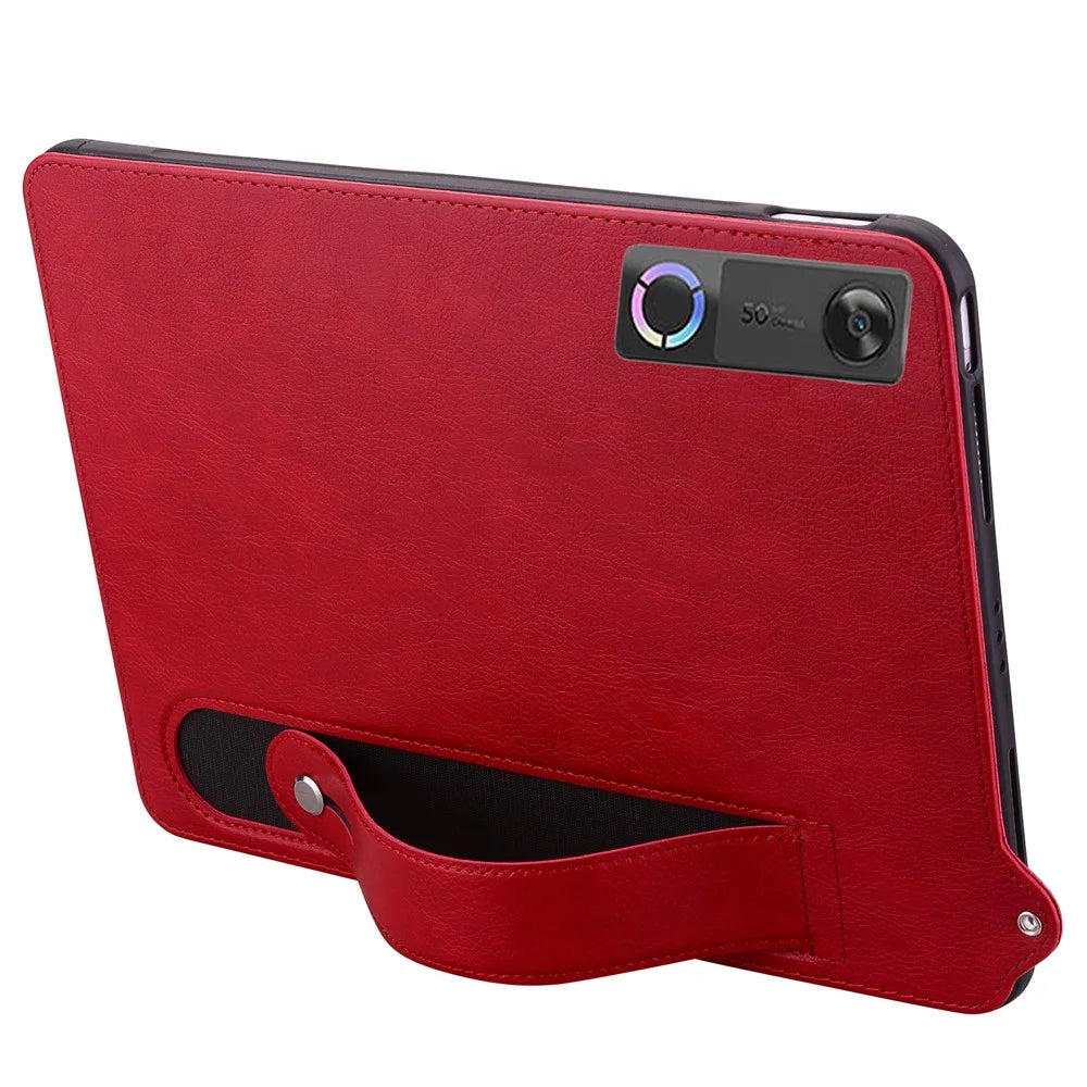 For Lenovo Legion Y700 (Gen 5) Case Hand Strap Kickstand Leather Tablet Cover - Red - 3