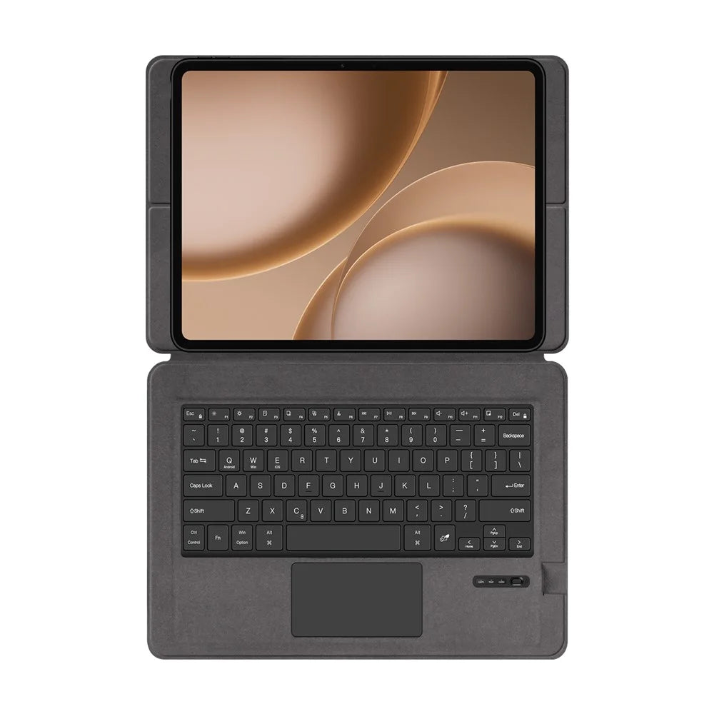 For Oppo Pad 5 Pro / OnePlus Pad 4 Leather Case + Bluetooth-Compatible Keyboard with Backlight Trackpad - Black - 4