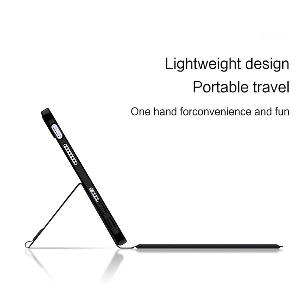 For Oppo Pad Mini Leather Case + Touchpad Bluetooth-Compatible Keyboard with Backlit - Black - 6