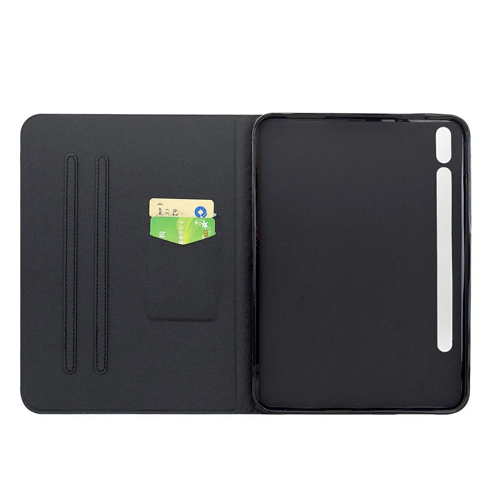 For Samsung Galaxy Tab S9 / Tab S9 FE Case Pattern Printing Stand Leather Tablet Cover with Card Slots - Starry Night Cat - 2