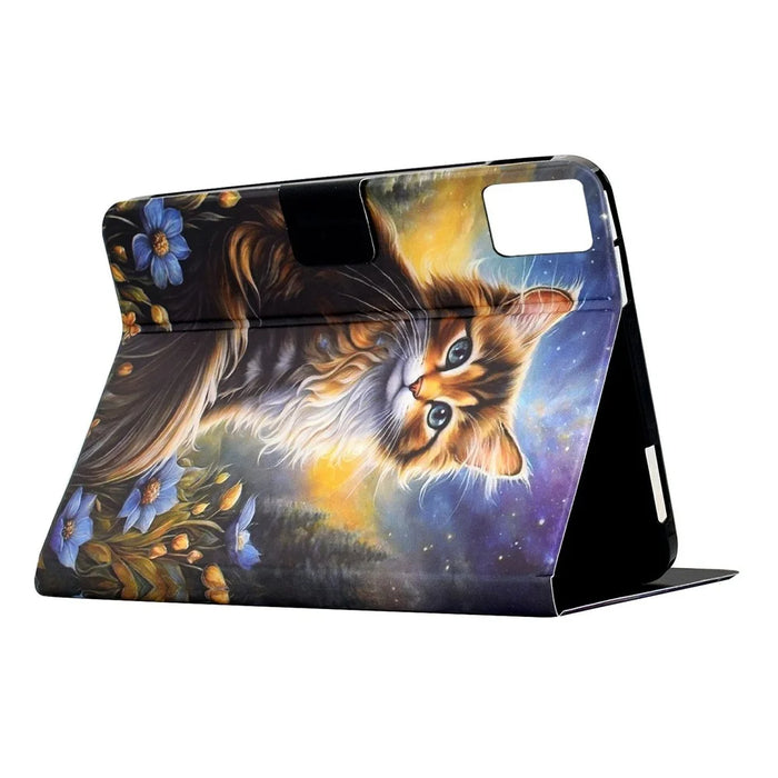 For Lenovo Xiaoxin Pad 11 2025 Case Pattern Printing Stand Leather Tablet Cover with Card Slots - Starry Night Cat - 4