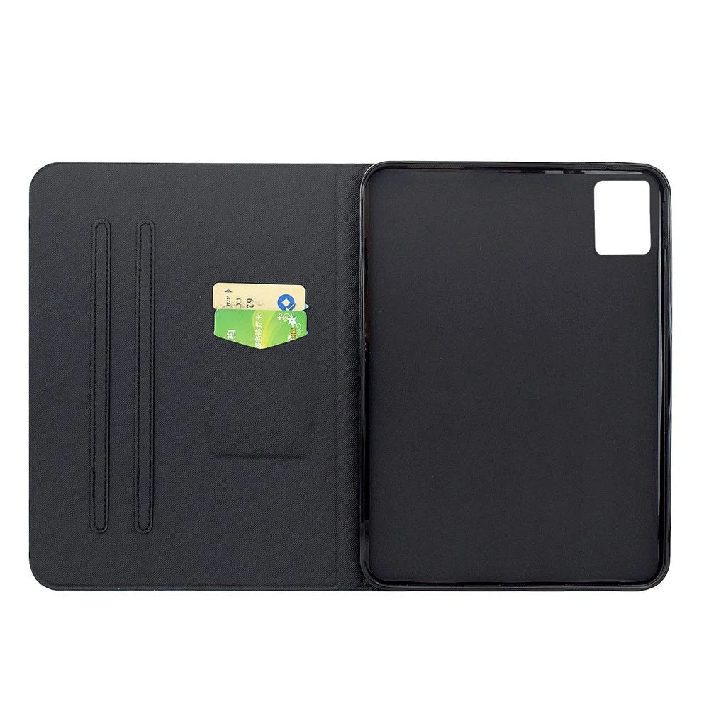 For Lenovo Xiaoxin Pad 12.1 (2025) Case Pattern Printing Stand Leather Tablet Cover with Card Slots - Starry Night Cat - 2