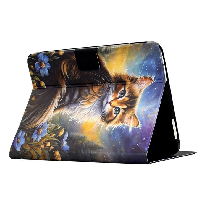 For Amazon Kindle 11th (2024) Case Pattern Printing Stand Leather Tablet Cover with Card Slots - Starry Night Cat - 4
