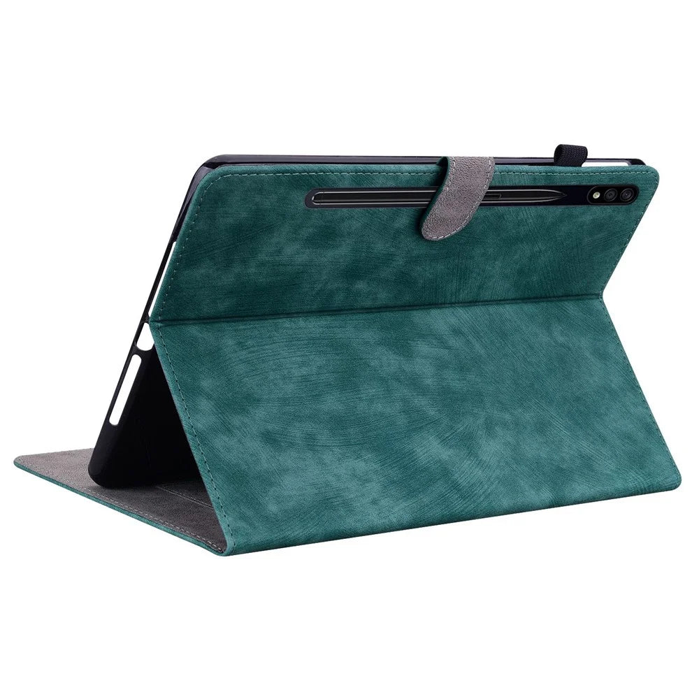 For Samsung Galaxy Tab S7+ / S8+ Scratch Resistant Tablet Case Cute Tiger Pattern Imprinted TPU+PU Leather Cover with Stand / Card Slot - Green - 4