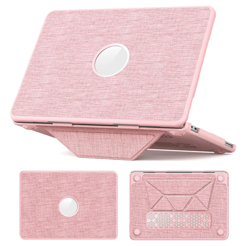 For MacBook Neo 13 inch (2026) Kickstand Case Laptop Cover with Logo View - Pink - 1