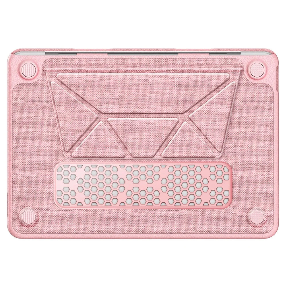 For MacBook Neo 13 inch (2026) Kickstand Case Laptop Cover with Logo View - Pink - 3