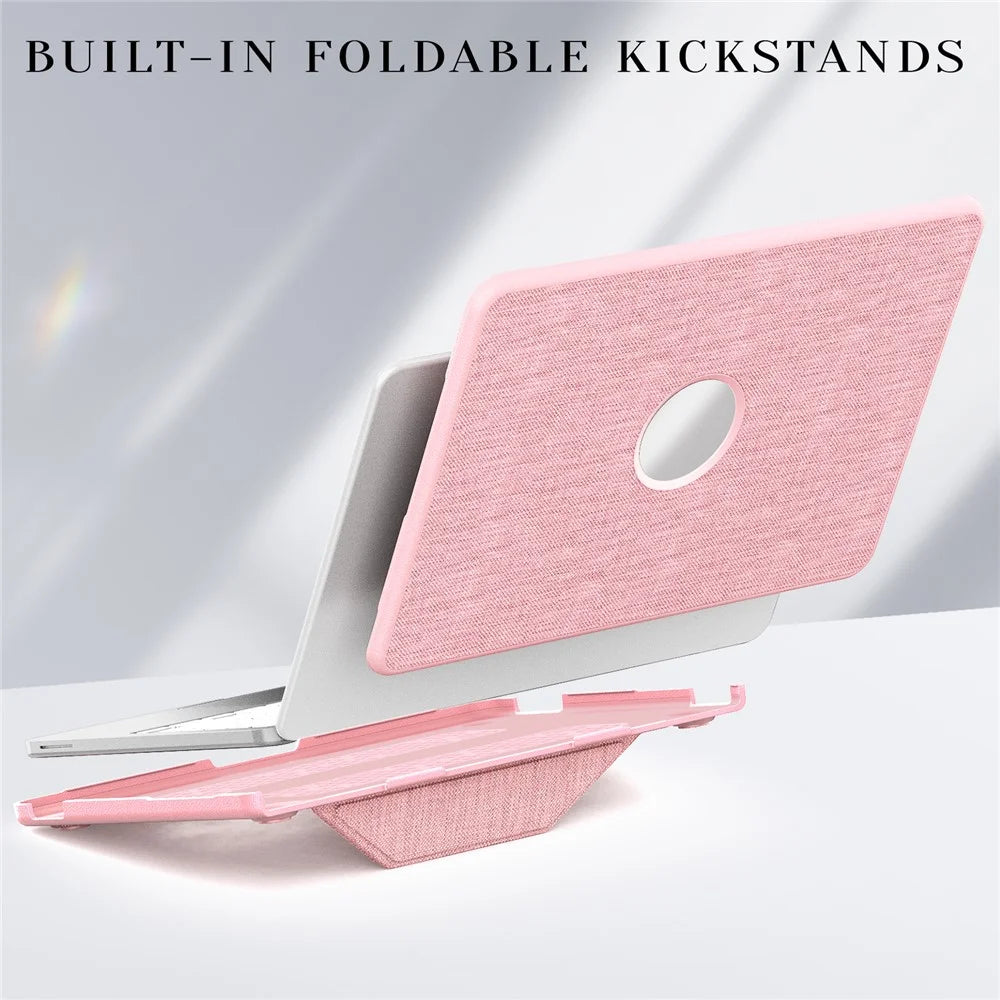 For MacBook Neo 13 inch (2026) Kickstand Case Laptop Cover with Logo View - Pink - 4