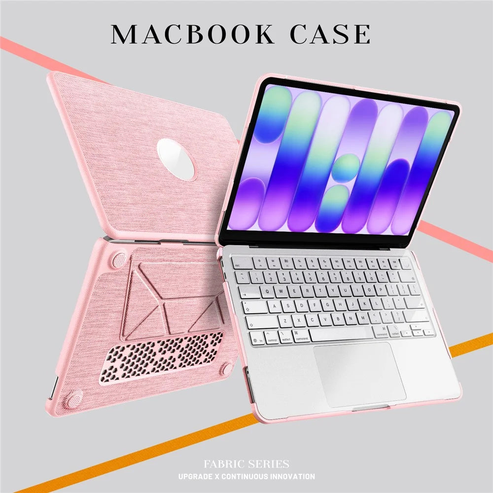 For MacBook Neo 13 inch (2026) Kickstand Case Laptop Cover with Logo View - Pink - 5