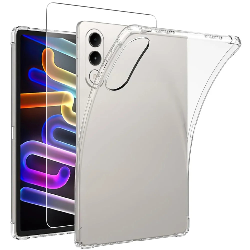 For Lenovo Yoga Tab 11.1 Case TPU Drop-Resistant Clear Tablet Cover + Tempered Glass Screen Film - 1