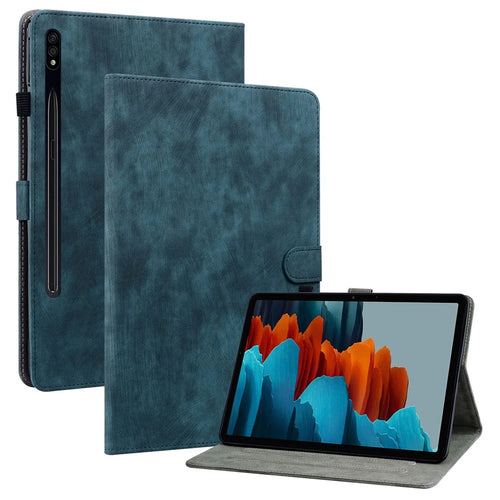 For Samsung Galaxy Tab S7 / S8 Anti-Drop TPU+PU Leather Cover Cute Tiger Pattern Imprinted Case Shockproof Auto Wake / Sleep Tablet Protector with Stand / Card Slot - Dark Blue - 1