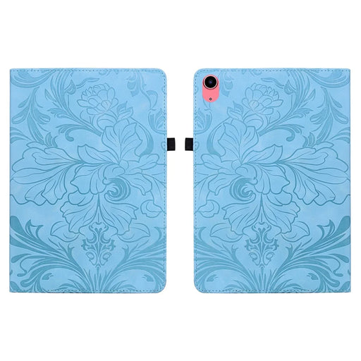 For iPad (2025) / iPad 10.9 (2022) Case Floral Pattern Folio PU Leather Tablet Cover with Card Slots - Baby Blue - 1