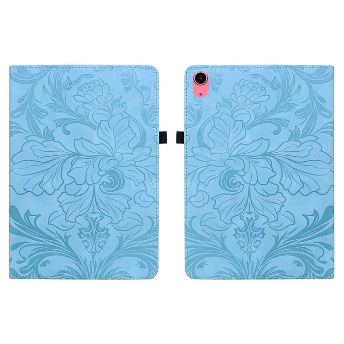 For iPad (2025) / iPad 10.9 (2022) Case Floral Pattern Folio PU Leather Tablet Cover with Card Slots - Baby Blue - 1
