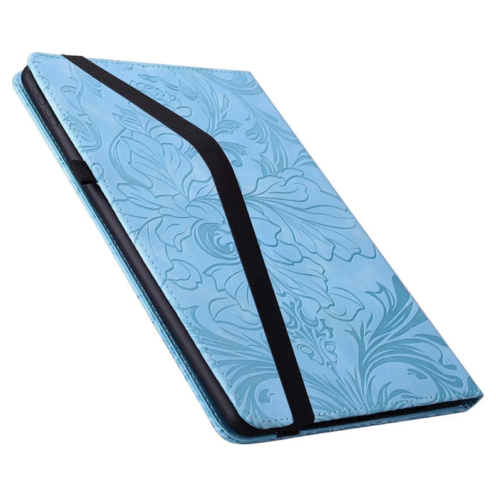 For iPad (2025) / iPad 10.9 (2022) Case Floral Pattern Folio PU Leather Tablet Cover with Card Slots - Baby Blue - 7