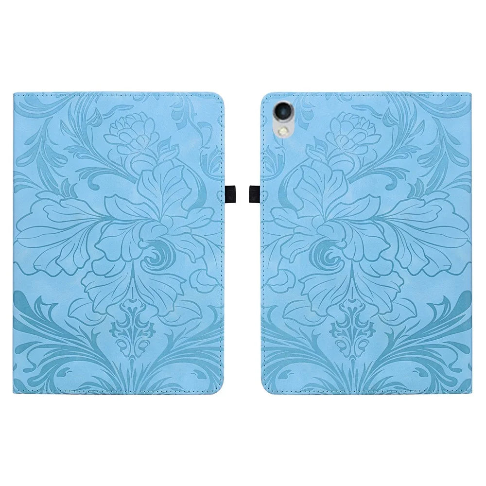 Tablet Case For iPad 10.2 (2021) / (2020) / (2019) Floral Pattern Folio PU Leather Cover with Card Slots - Baby Blue - 1