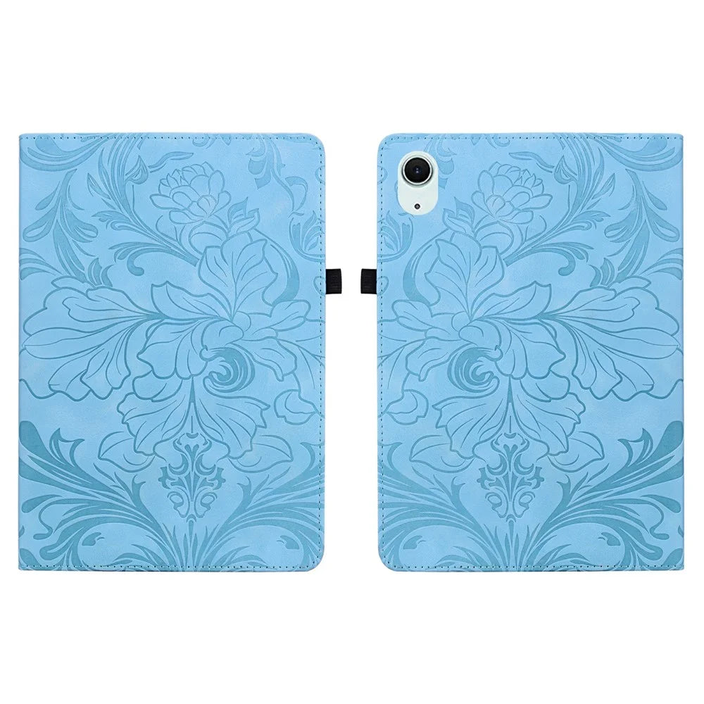 Tablet Case For iPad Air 11 (2026) / (2025) / (2024) Floral Pattern Folio PU Leather Cover with Card Slots - Baby Blue - 1