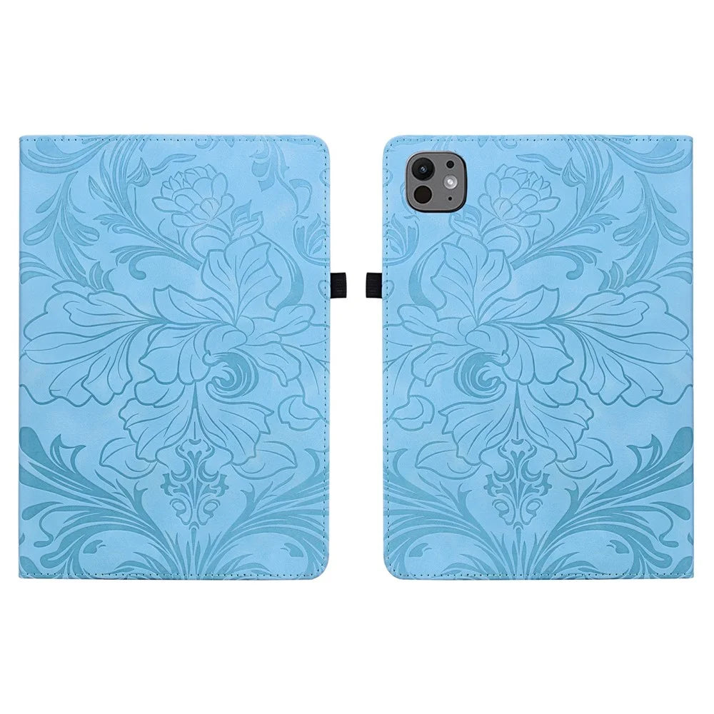 For iPad Pro 11 (2025) / (2024) Case Floral Pattern Folio PU Leather Tablet Cover with Card Slots - Baby Blue - 1