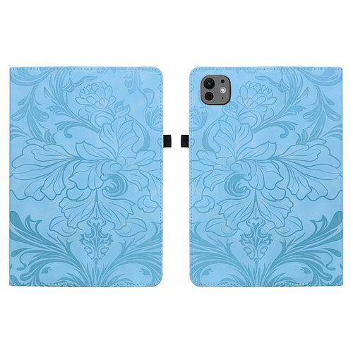 For iPad Pro 11 (2025) / (2024) Case Floral Pattern Folio PU Leather Tablet Cover with Card Slots - Baby Blue - 1